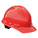 a red hard hat on a white background