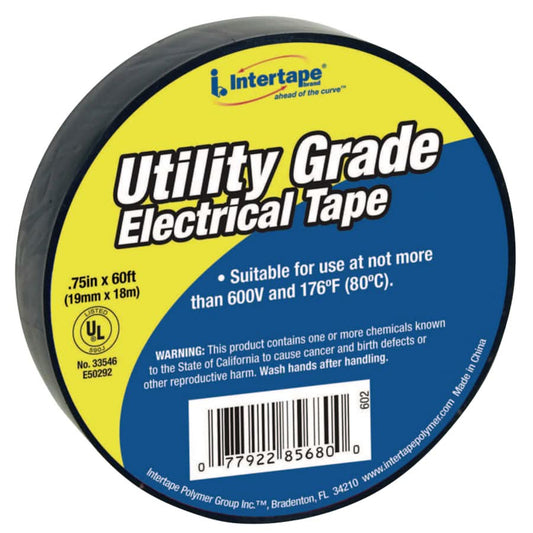 General Purpose Vinyl Electrical Tape - 60 ft x 3/4 in, Black - Bayou Tool