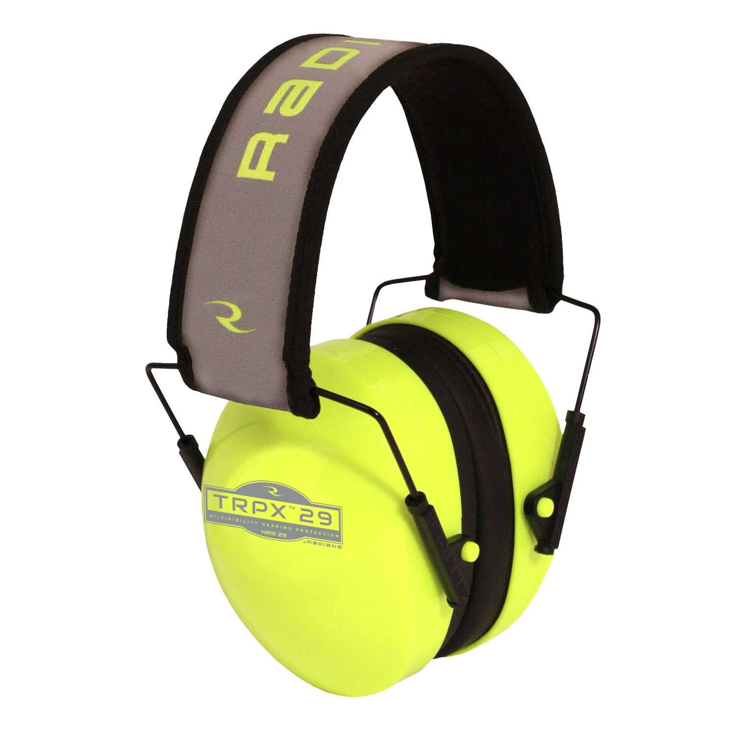 High Visibility Green Ear Muffs - Radians TRPX NRR 29 Improve Safety and Comfort - Bayou Tool