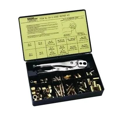 Hose Repair Kit with B - Size Fittings & 2 - Hole Jaw Crimp Tool - Ideal for 3/16" Hose ID Repairs - Bayou Tool