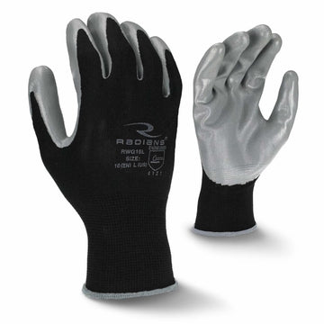 Industrial Nitrile Gloves Slip - Resistant Radians - 13G Black PolyGrey - Bayou Tool