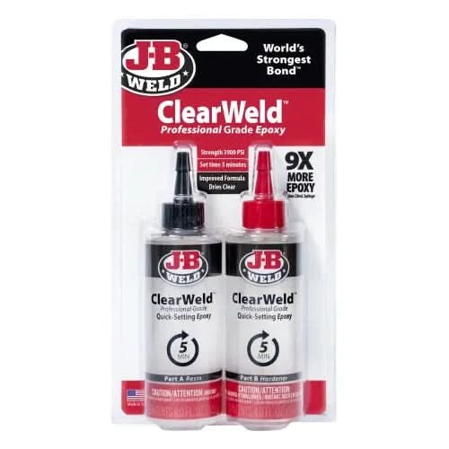 J - B Weld ClearWeld 8oz Professional Size | Strong, Crystal - Clear Epoxy Adhesive for Versatile Repairs - Bayou Tool