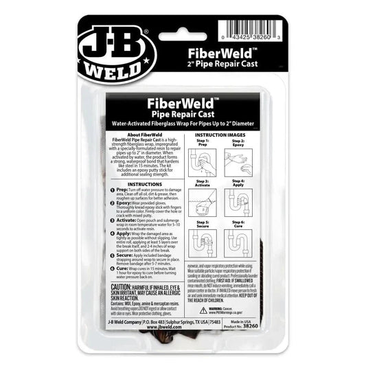 J - B Weld FiberWeld 2" Pipe Repair Cast | Fiberglass Reinforced, High - Strength Pipe Repair Wrap - Bayou Tool