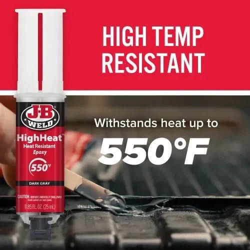 J - B Weld HighHeat 25ml Syringe | High - Temperature Epoxy Adhesive for Metal & Engine Repairs - Bayou Tool