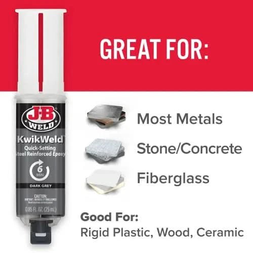 J - B Weld KwikWeld 25ml Syringe | Fast - Setting Epoxy Adhesive for Metal, Plastic & More - Bayou Tool