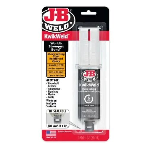 J - B Weld KwikWeld 25ml Syringe | Fast - Setting Epoxy Adhesive for Metal, Plastic & More - Bayou Tool