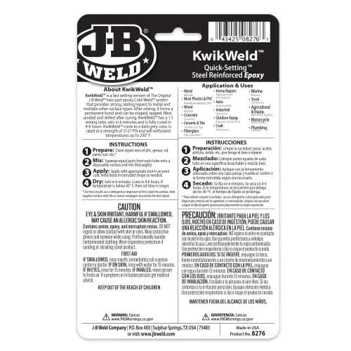 J - B Weld KwikWeld 2oz Twin Tube | Fast - Setting Epoxy for Metal, Plastic & More - Bayou Tool