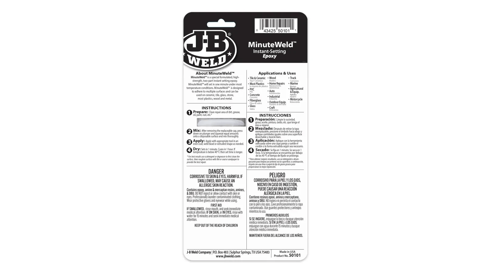 J - B Weld MinuteWeld 25ml Syringe | Fast - Setting Epoxy Adhesive for Strong, Durable Repairs - Bayou Tool