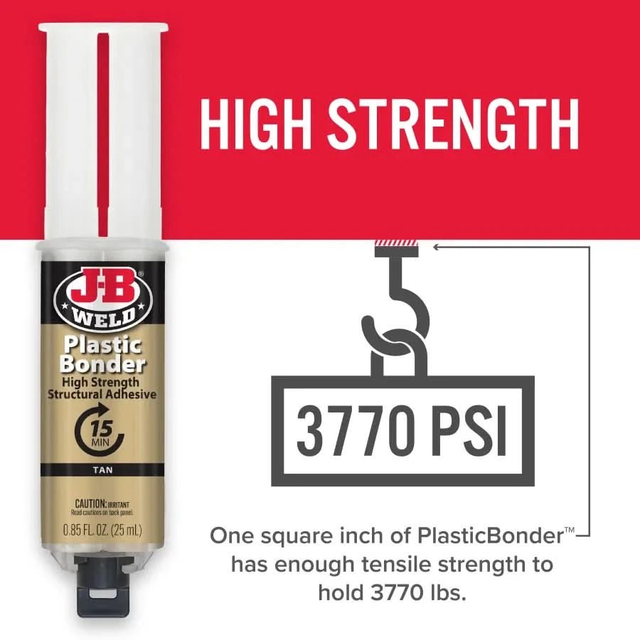 J - B Weld PlasticBonder 25ml Syringe | High - Strength Epoxy Adhesive for Plastic, Composite & Automotive Repairs - Bayou Tool