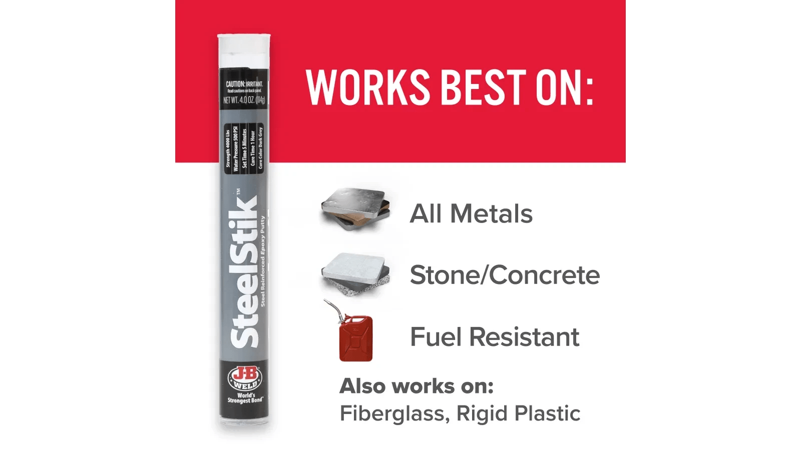 J - B Weld SteelStik 4oz Epoxy Putty Stick | High - Strength Metal Repair for Steel, Aluminum & More - Bayou Tool