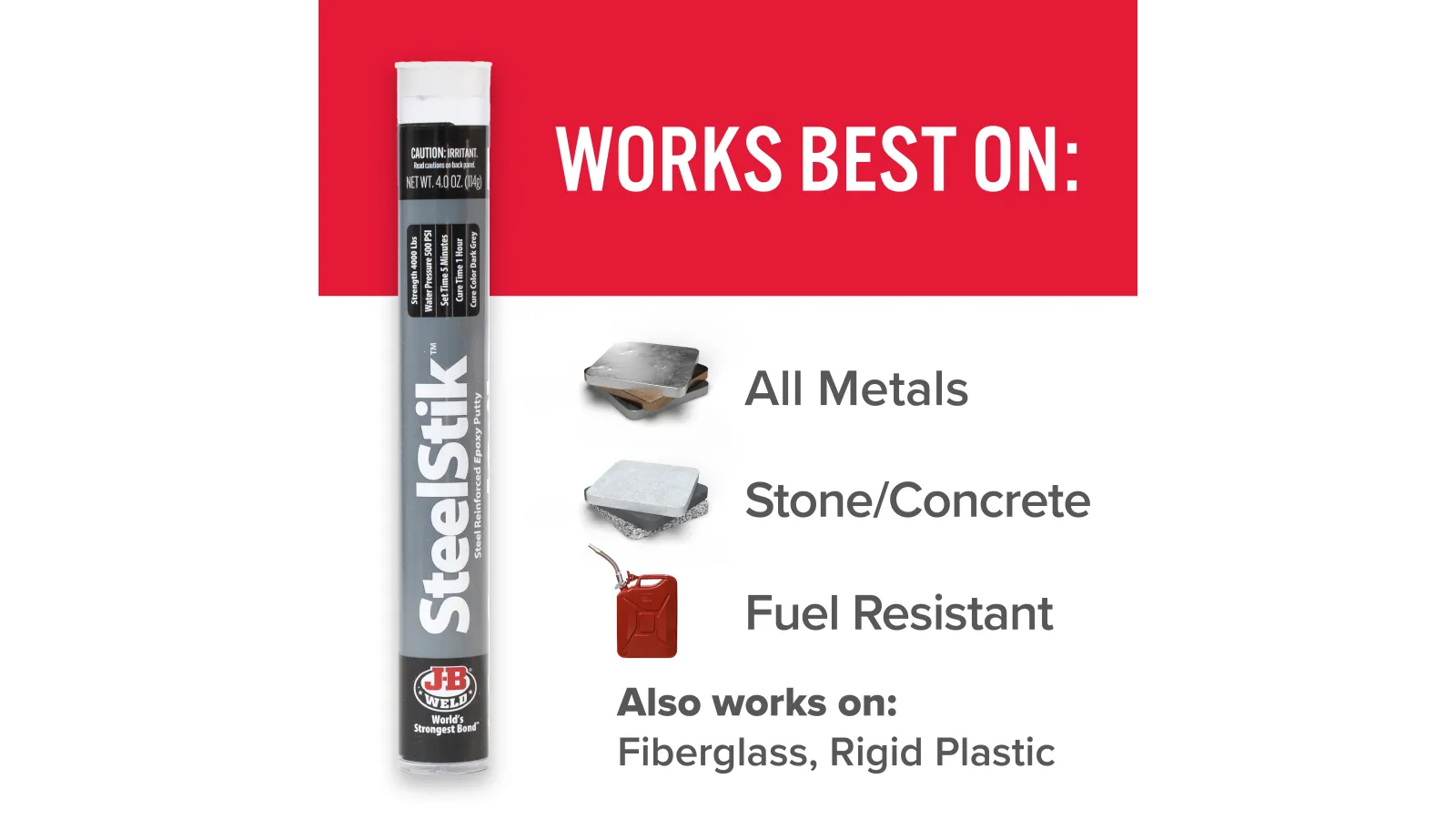 JB Weld SteelStik Epoxy Putty Stick 4oz