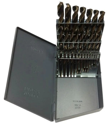29 Piece HSS Black & Gold KFD Split Point Mechanics Length Drill Bit Set, 1/16" - 1/2" - High Performance & Durable Cutting Tool | Drill America