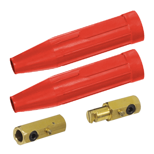 Male & Female 2 MBP Tweco® Style Cable Connector - Red Sleeves - Bayou Tool