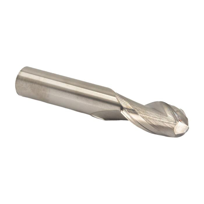 Drill America - 1 2 Flute High-Speed Carbide Uncoated (Bright) 1-1/2 Flute Length 4 Overall Length 1 Shank Single End Ball End Mill - Efficient 2 Flute Structure with Uncoated Bright Finish