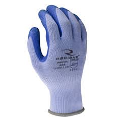 Radians 10g Grey PolyBlue Crinkle Latex Protective Gloves - Ideal for Workshop and Outdoor Use - Bayou Tool