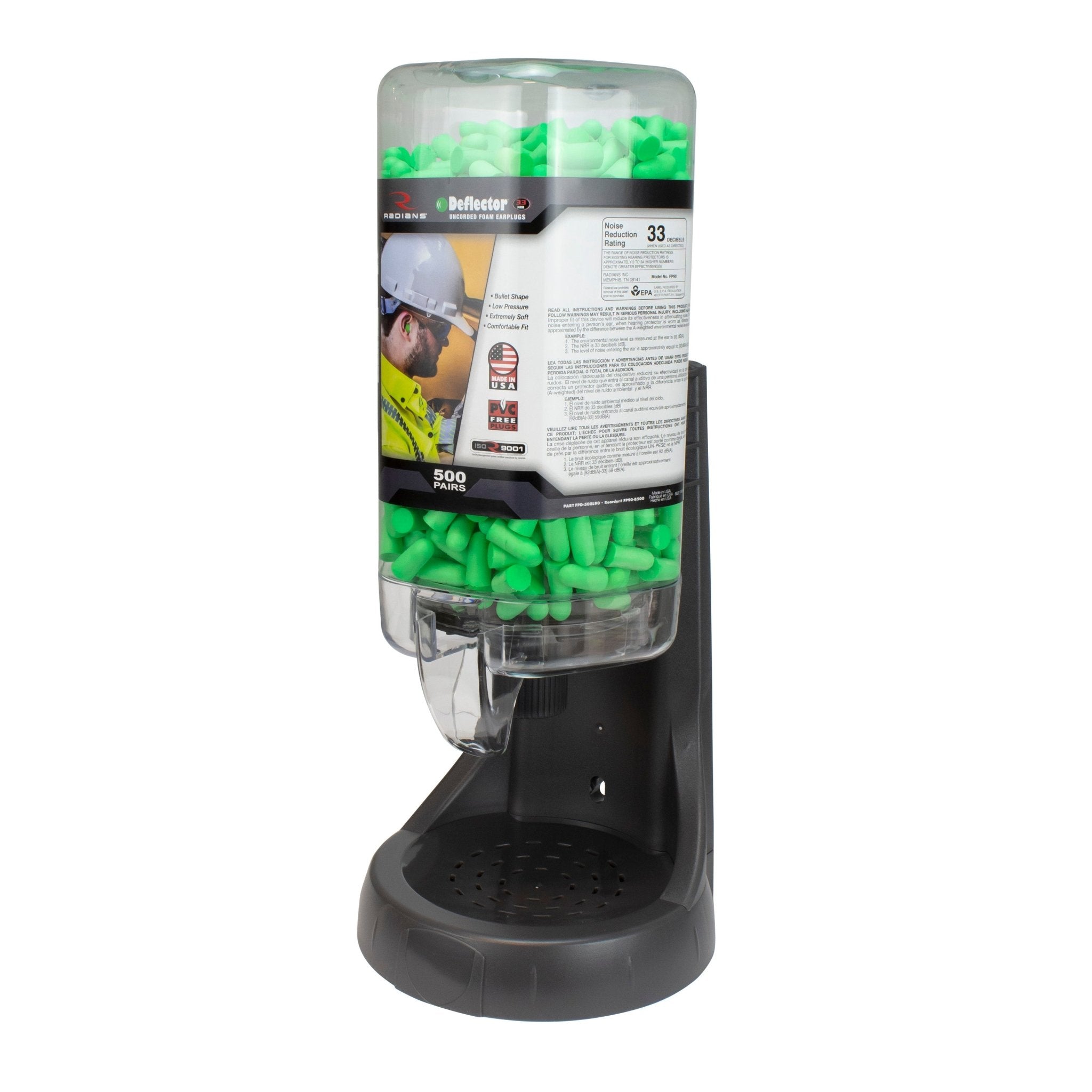 Radians 500 Pair Refillable Dispenser with Deflector FP90 Plugs - Bayou Tool