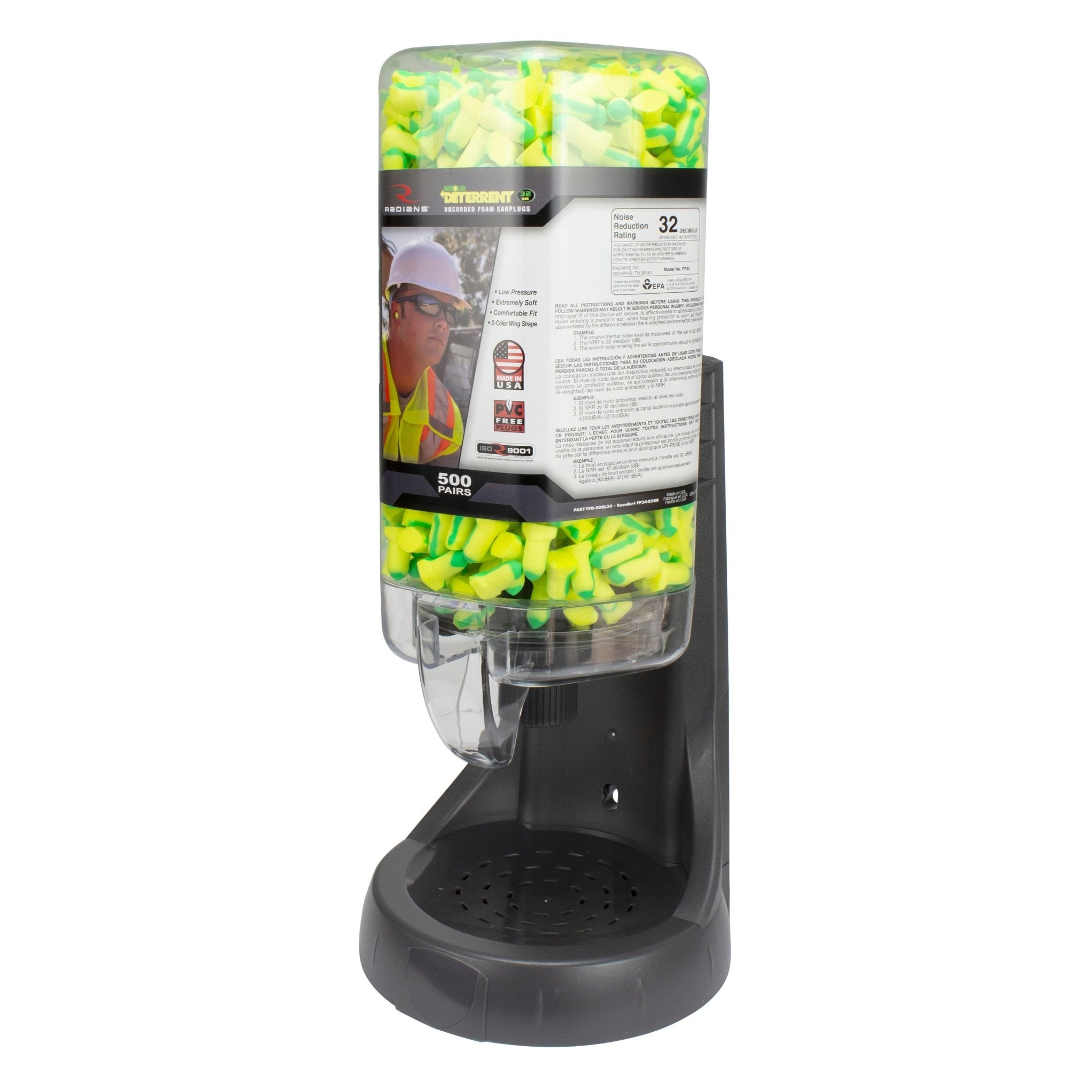 Radians 500 Pair Refillable Dispenser with Deterrent FP34 Plugs - Bayou Tool