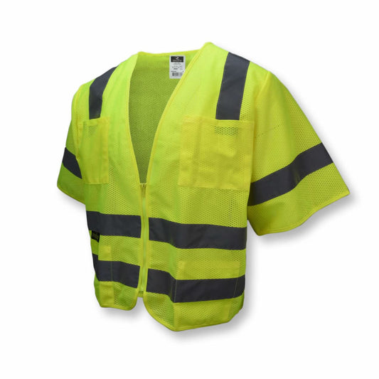 Radians Green Class 3 Zipper Mesh Vest - High Visibility and Comfortable Fit - Bayou Tool