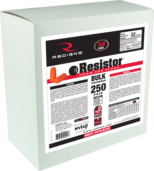 Radians Resistor® 32 Foam Earplug 250 Pair Dispenser Refill - Bayou Tool