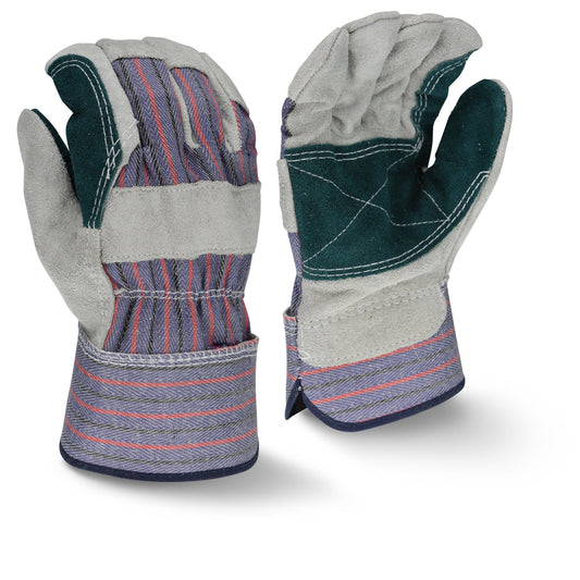 Radians RWG3200DP Regular Shoulder Gray Split Cowhide Double Leather Palm Glove - Bayou Tool
