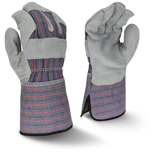 Radians RWG3200G Regular Shoulder Gray Split Cowhide Leather Glove with Gauntlet Cuff - Bayou Tool