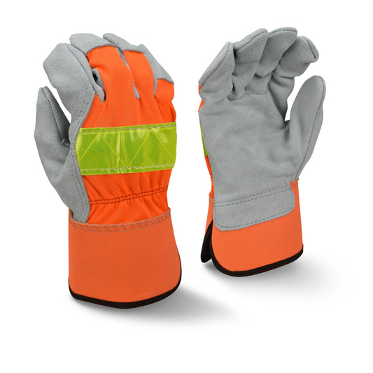 Radians RWG3200HV High Visibility Regular Shoulder Gray Split Cowhide Leather Palm Glove - Bayou Tool