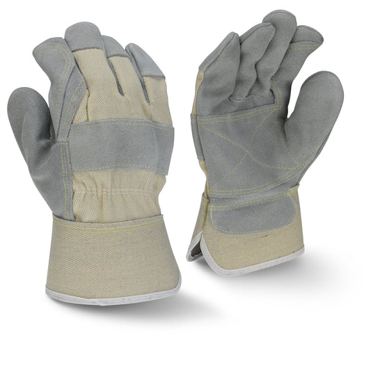 Radians RWG3400W Side Split Gray Cowhide Leather Double Palm Glove - Bayou Tool