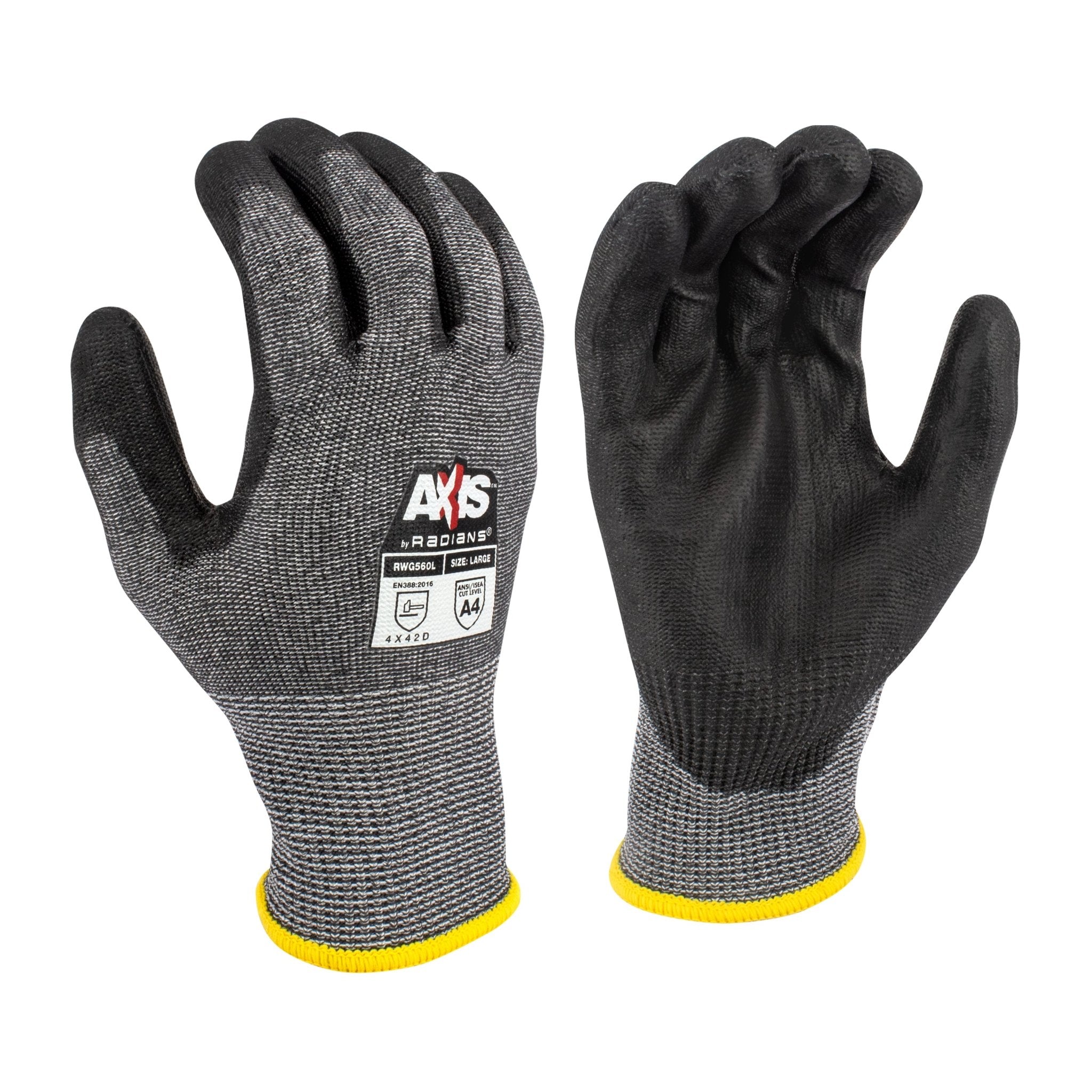 Radians RWG560 AXIS Cut Protection Level A4 PU Coated Glove - Bayou Tool