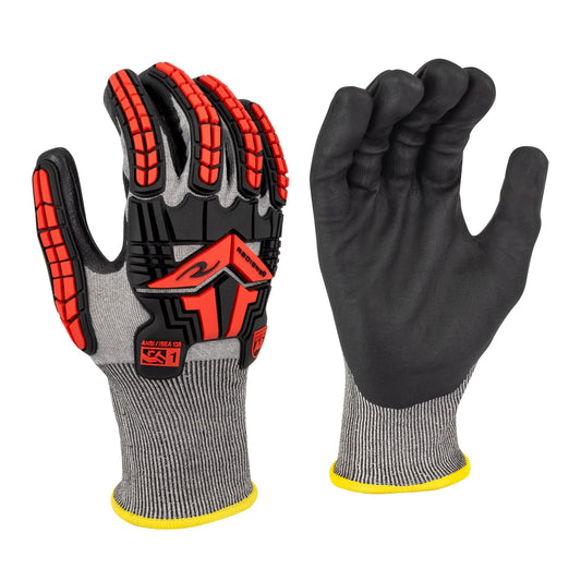 Radians RWG581 Cut Level A8 Foam Nitrile Coated Glove with TPR Impact Protection - Bayou Tool