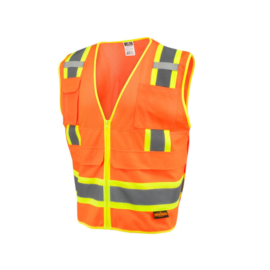 Radians SV69 - 2 Two Tone Surveyor Type R Class Mesh/Solid Safety Vest with Plan/Tablet Pocket - Bayou Tool