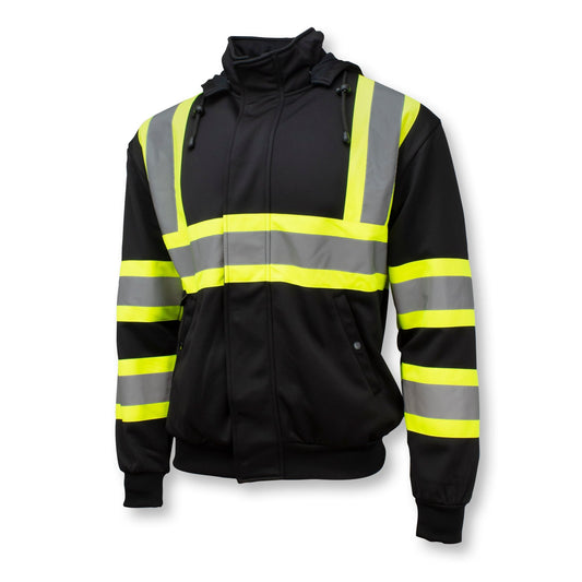Radians SW01X - 1 High Neck Zip Front X - Back Hooded Sweatshirt - Bayou Tool