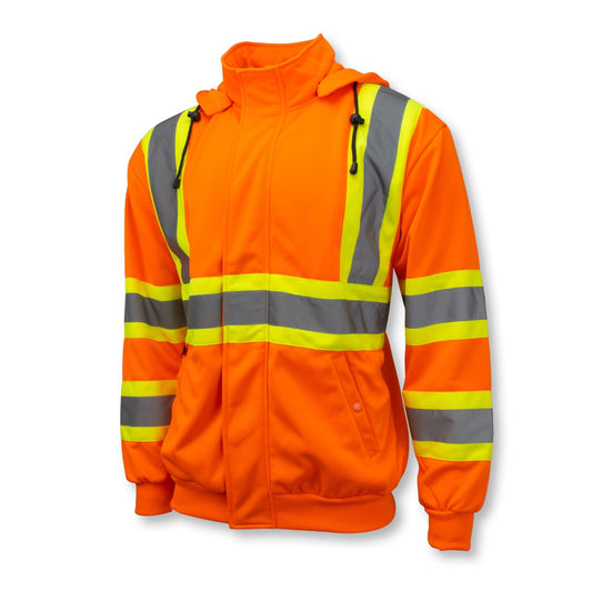 Radians SW01X - 2 High Neck Zip Front X - Back Hooded Sweatshirt - Bayou Tool