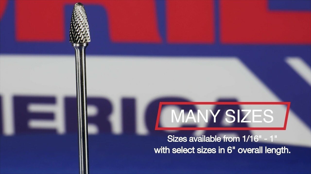 SA - 53 3/1" X 1/2" Cylindrical Carbide Bur 1/8" Shank - High Performance & Durable Cutting Tool | Drill America - Bayou Tool