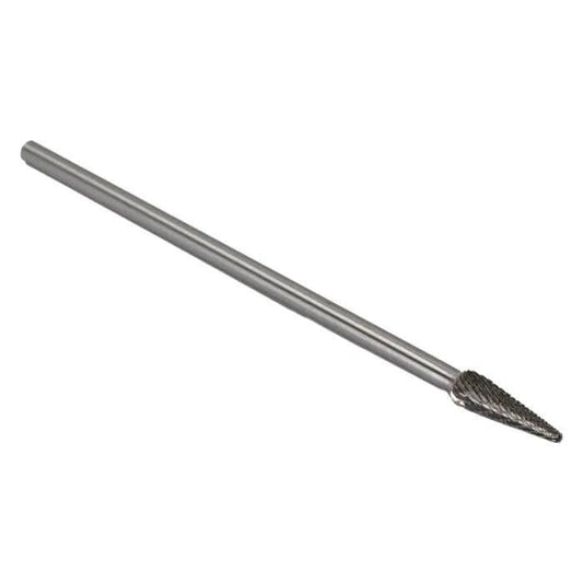 SL - 3 3/8" X 1 - 1/16" 6" Long Shank Cone Radius End Carbide Bur 1/4" Shank - High Performance & Durable Cutting Tool | Drill America - Bayou Tool