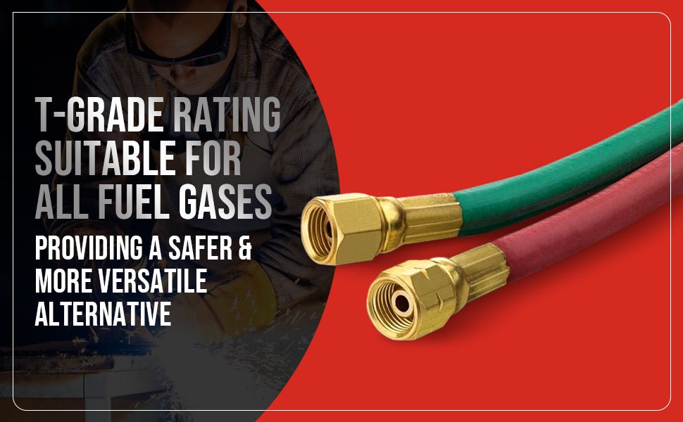 TECHNIWELD 3/8" x 100' Twin Hose - Grade T, Heavy - Duty Welding Hose - Bayou Tool