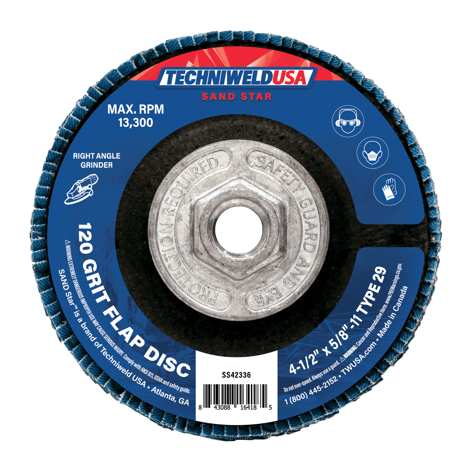 Techniweld Sand Star 4-1/2" Type 29 High-Performance Flap Discs | 10/Box - Bayou Tool