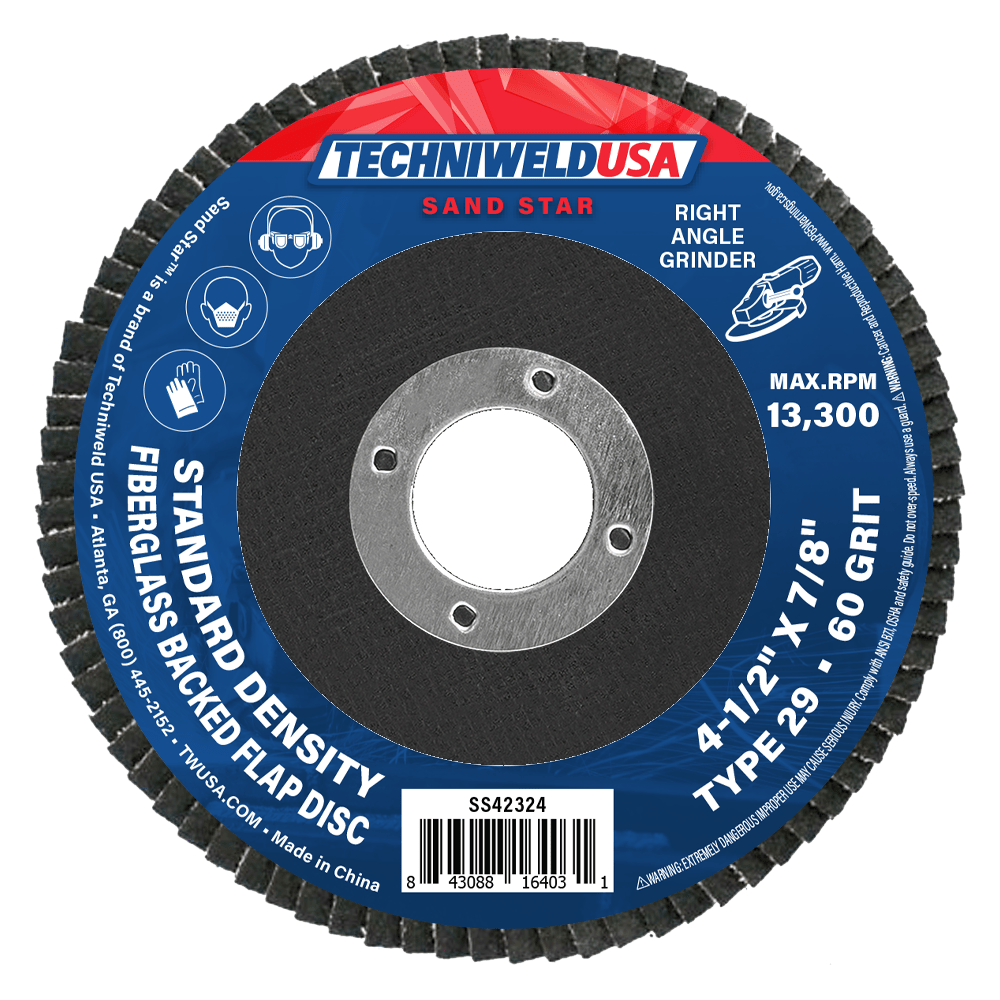 Techniweld Sand Star 4-1/2" Type 29 High-Performance Flap Discs | 10/Box - Bayou Tool
