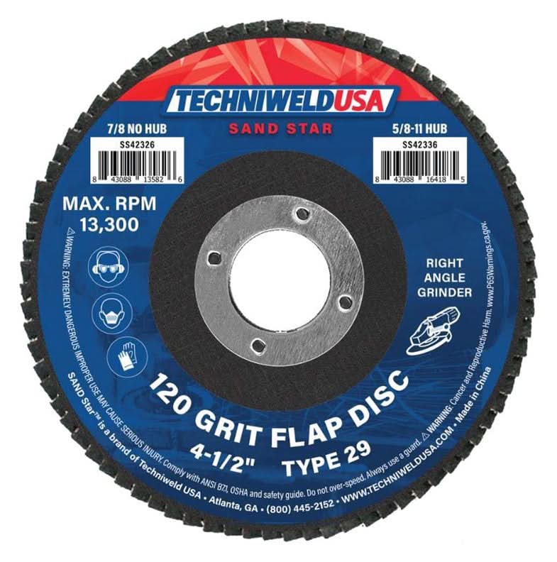 Techniweld Sand Star 4-1/2" Type 29 High-Performance Flap Discs | 10/Box - Bayou Tool