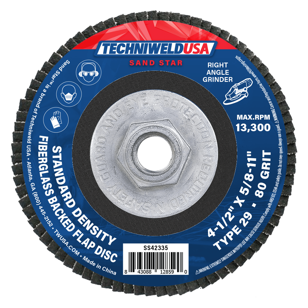 Techniweld Sand Star 4-1/2" Type 29 High-Performance Flap Discs | 10/Box - Bayou Tool