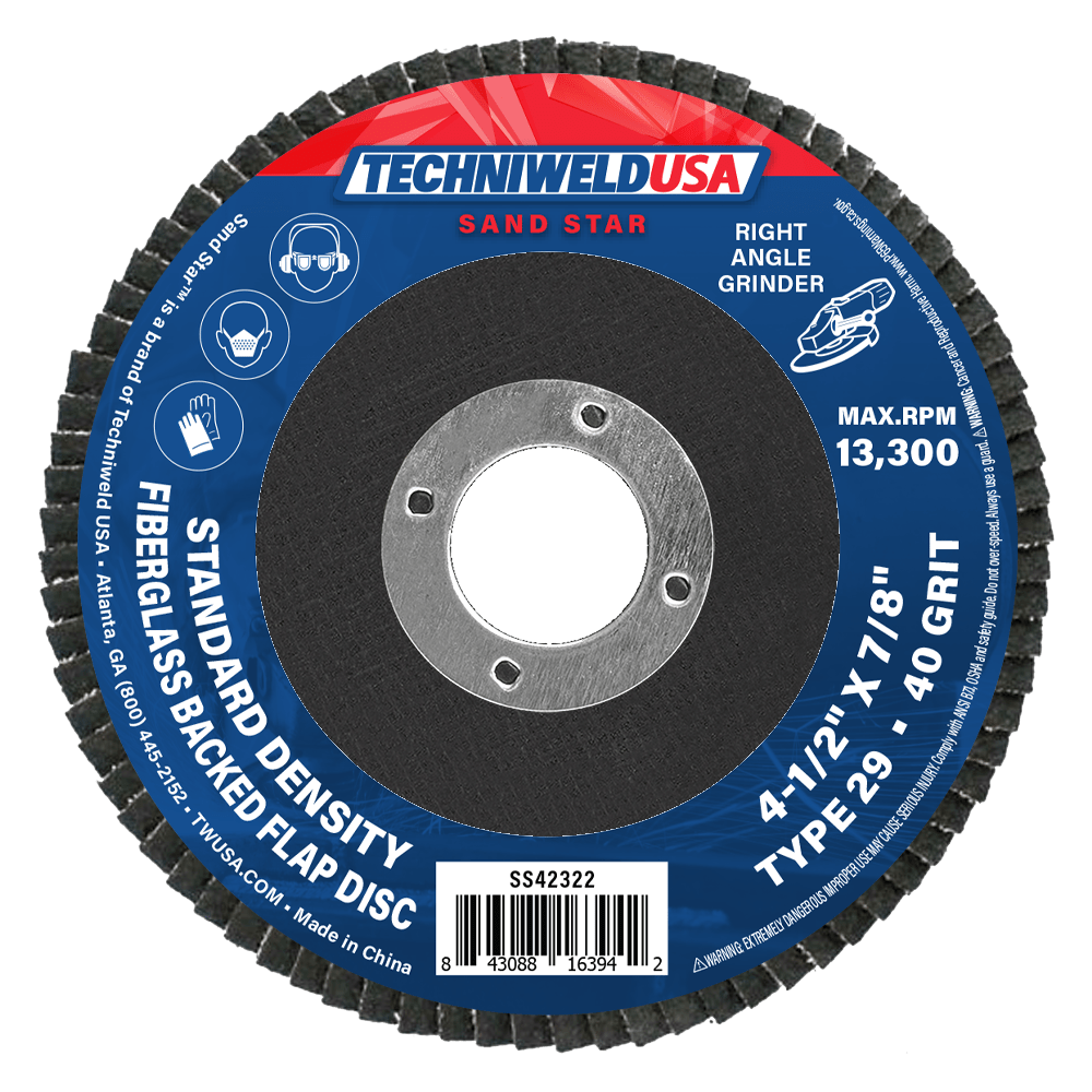 Techniweld Sand Star 4-1/2" Type 29 High-Performance Flap Discs | 10/Box - Bayou Tool