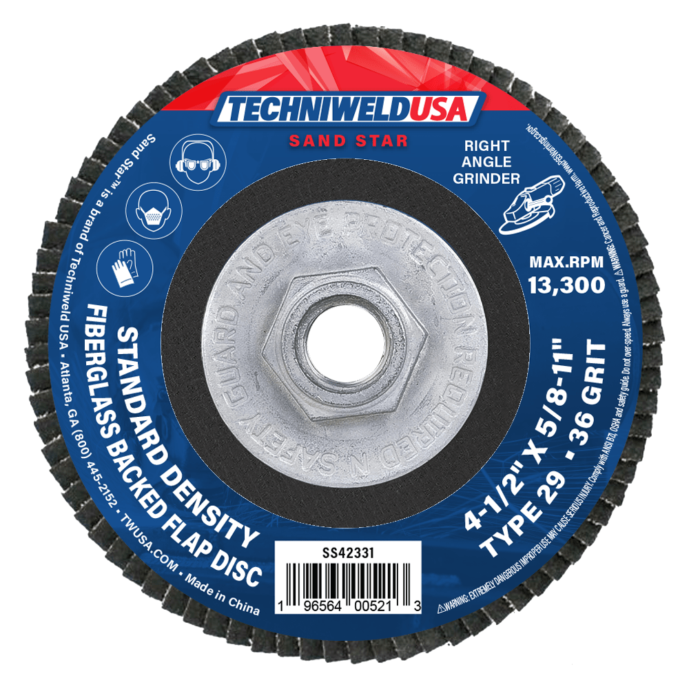 Techniweld Sand Star 4-1/2" Type 29 High-Performance Flap Discs | 10/Box - Bayou Tool