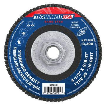 Techniweld Sand Star 4-1/2" Type 29 High-Performance Flap Discs | 10/Box - Bayou Tool