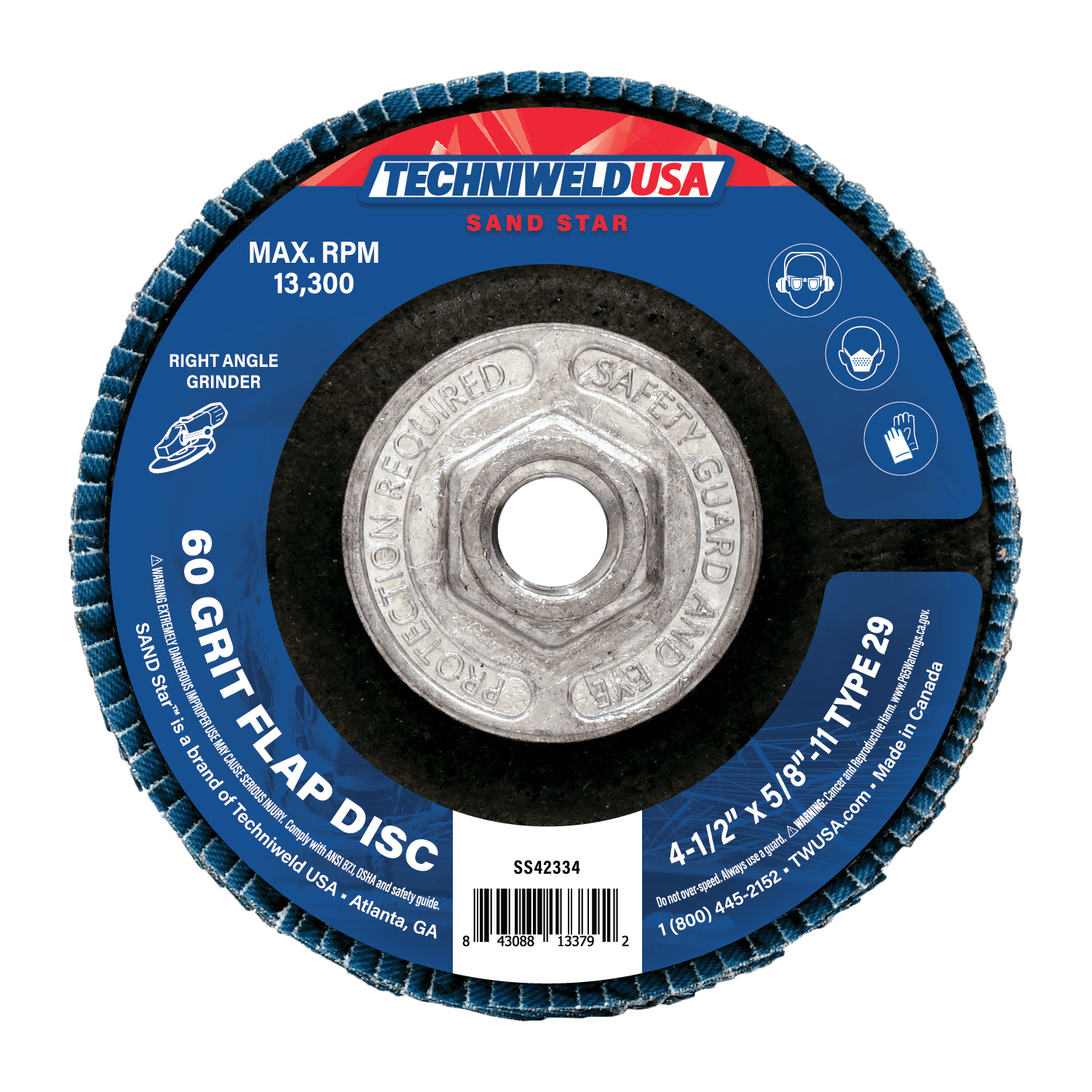 Techniweld Sand Star 4-1/2" Type 29 High-Performance Flap Discs | 10/Box - Bayou Tool