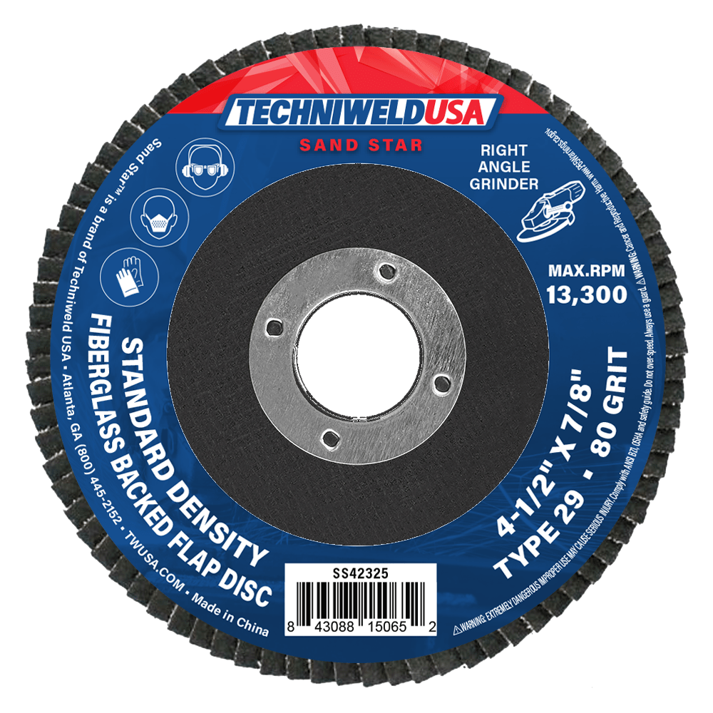 Techniweld Sand Star 4-1/2" Type 29 High-Performance Flap Discs | 10/Box - Bayou Tool