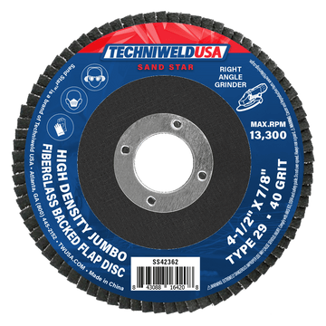 Techniweld Sand Star High Density Jumbo Fiberglass Flap Disc – Type 29 | 10/Box - Bayou Tool