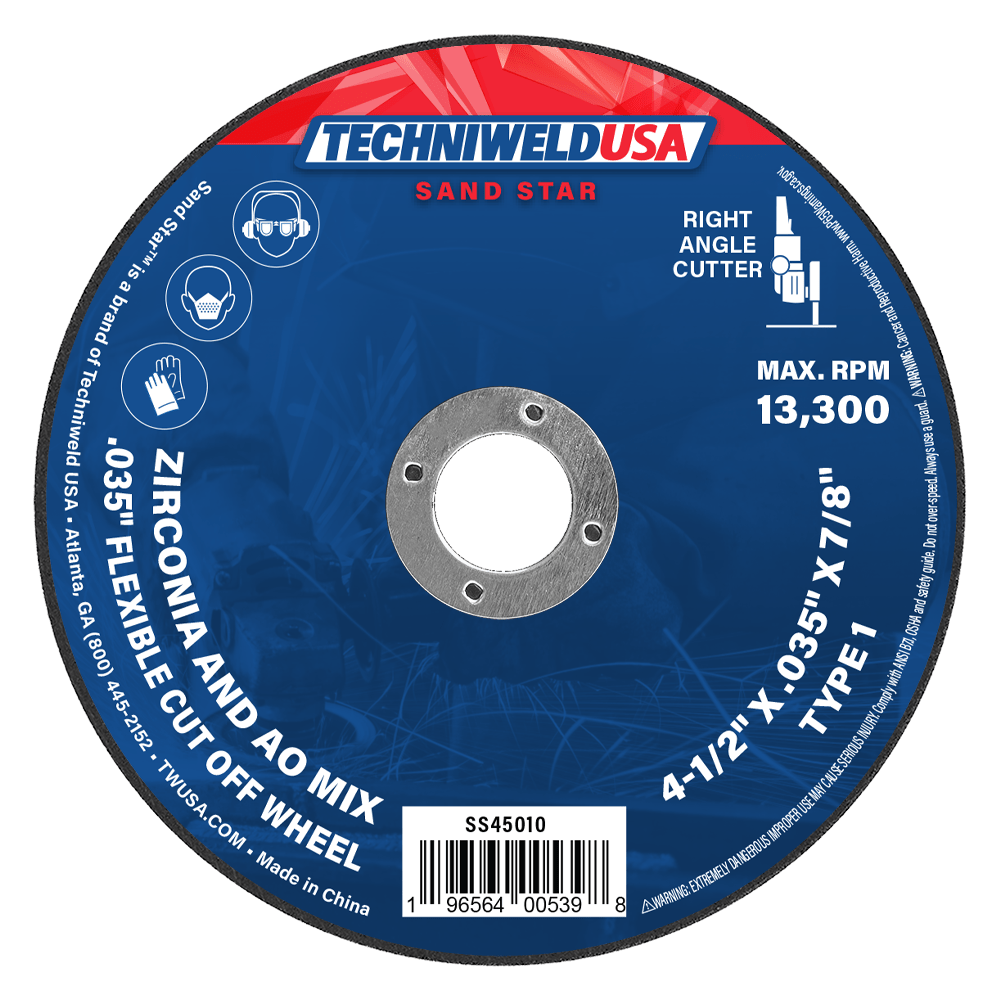 Techniweld Sand Star Type 1 Flexible Cut-Off Wheel – Zirconia/AO | 50/Box - Bayou Tool