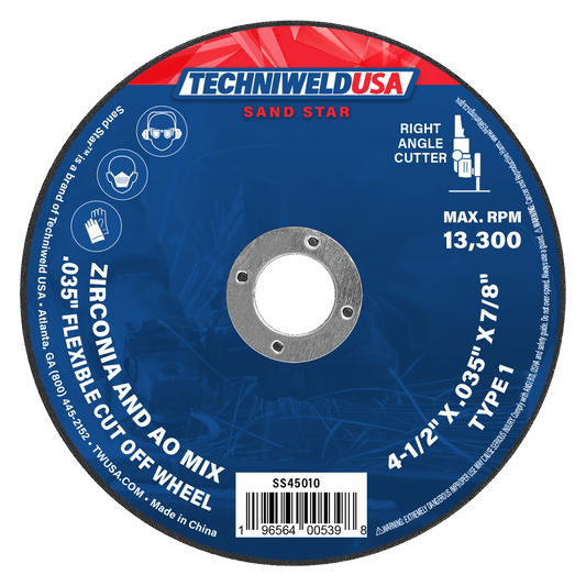 Techniweld Sand Star Type 1 Flexible Cut-Off Wheel – Zirconia/AO | 50/Box - Bayou Tool