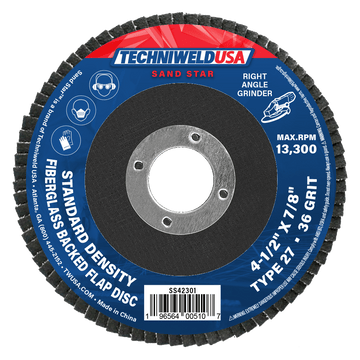 Techniweld Sand Star Type 27 Flap Disc | 10/Box - Bayou Tool