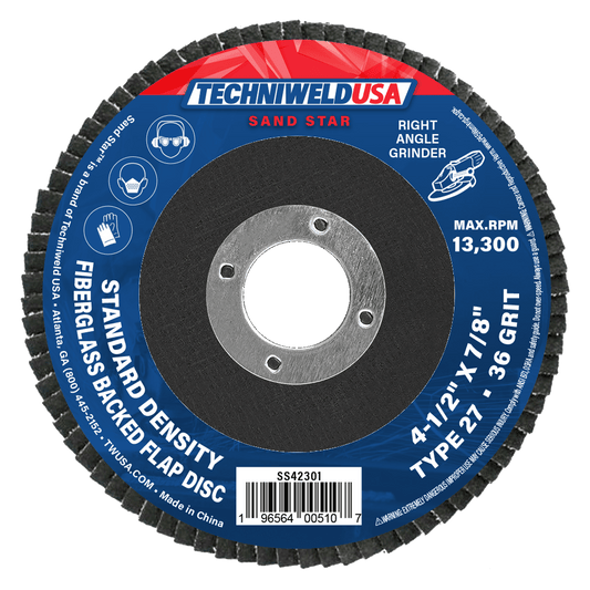 Techniweld Sand Star Type 27 Flap Disc | 10/Box - Bayou Tool